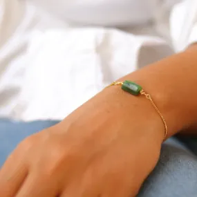 18K Gold-Filled Cylinder Charm Gemstone Bracelet | Healing Crystal Bracelet