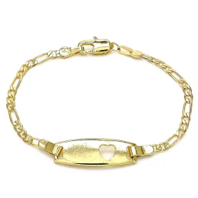 18K Gold Filled High Polish Finsh Figaro Heart LINK ID NAME BRACELET CUSTOM BRACELETS FOR KIDS ID PROTECTION BRACELET