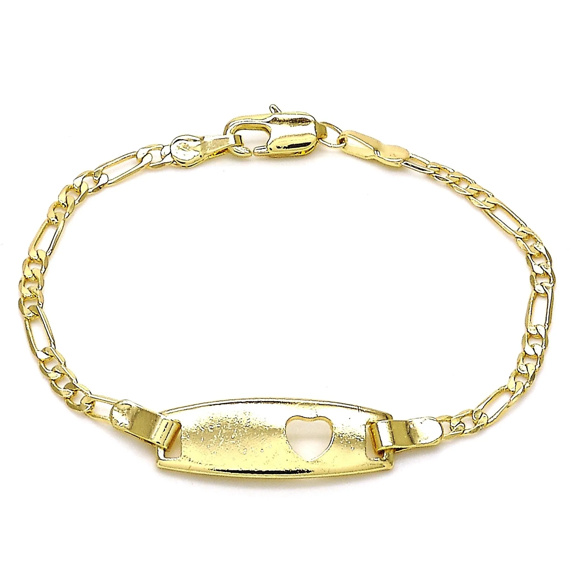 18K Gold Filled High Polish Finsh Figaro Heart LINK ID NAME BRACELET CUSTOM BRACELETS FOR KIDS ID PROTECTION BRACELET