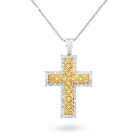 18K Gold Two Tone Diamond Cross