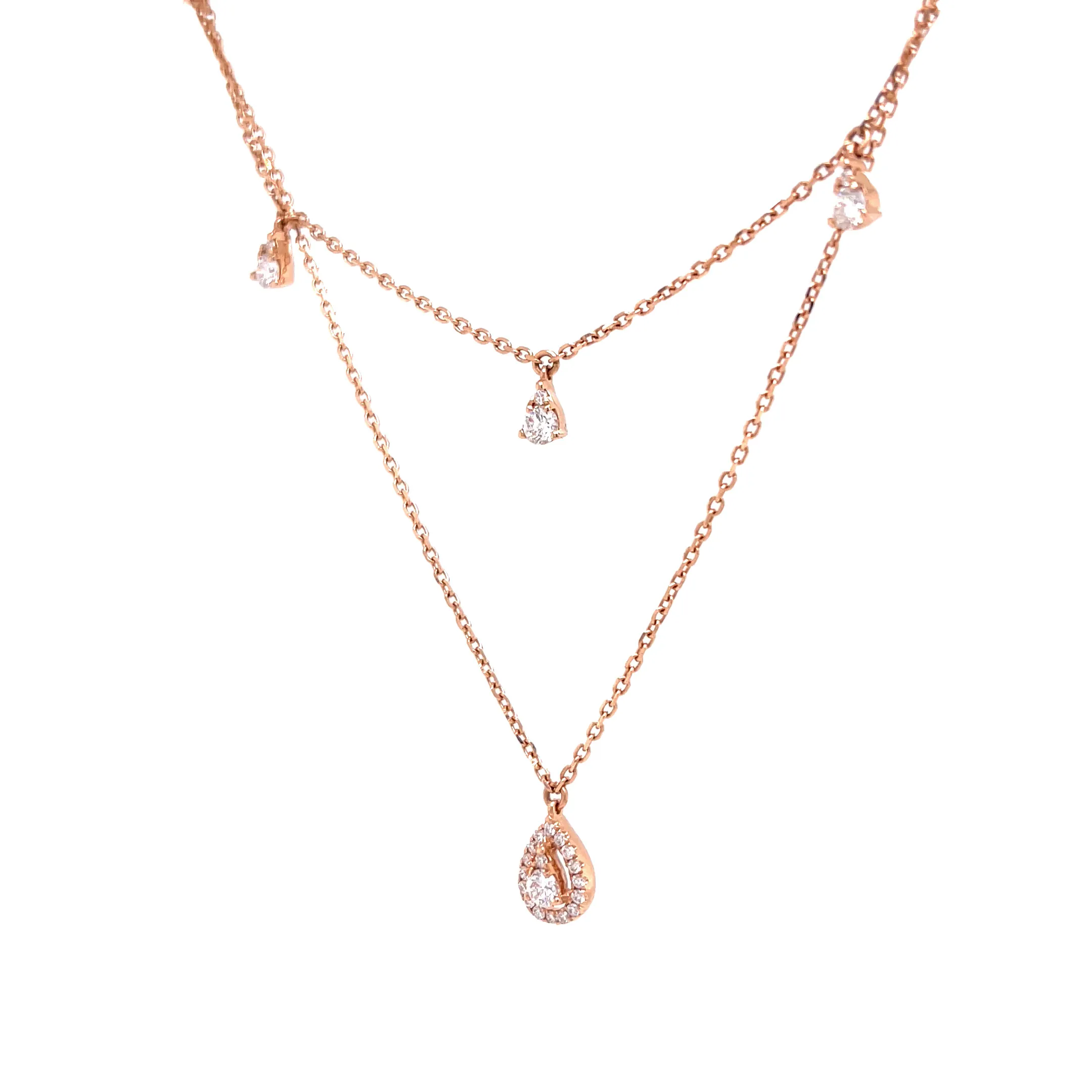 18K Rose Gold Fashion Pendant With Diamond Dangle Accent Pendant