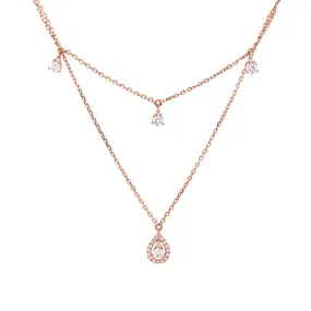 18K Rose Gold Fashion Pendant With Diamond Dangle Accent Pendant