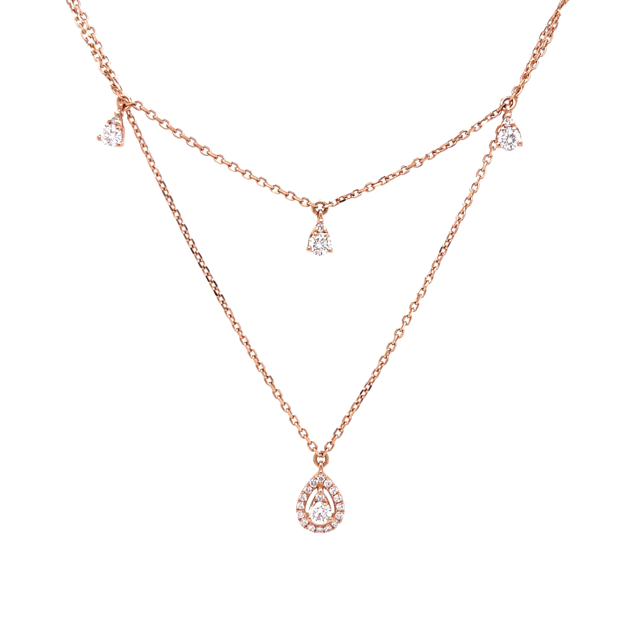 18K Rose Gold Fashion Pendant With Diamond Dangle Accent Pendant