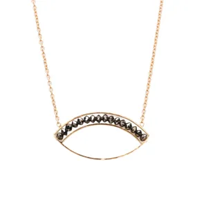 18k Yellow Gold Black Diamond Marquise Necklace