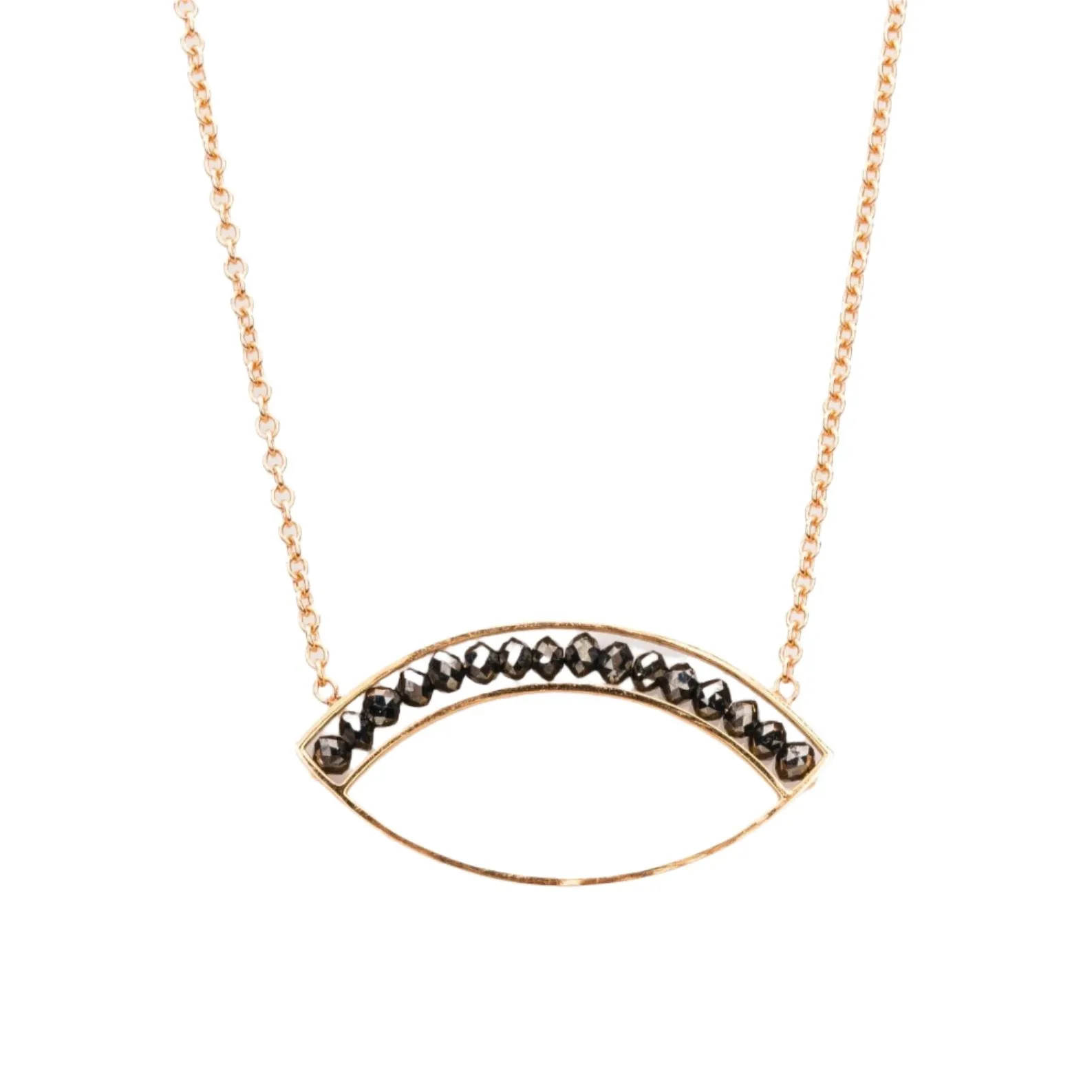 18k Yellow Gold Black Diamond Marquise Necklace