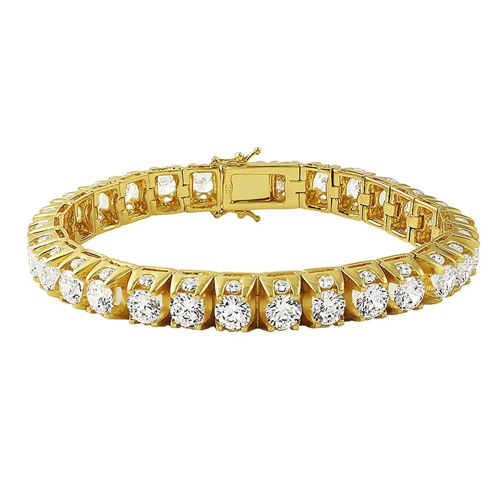 3D Thick Tennis Bracelet in Gold
