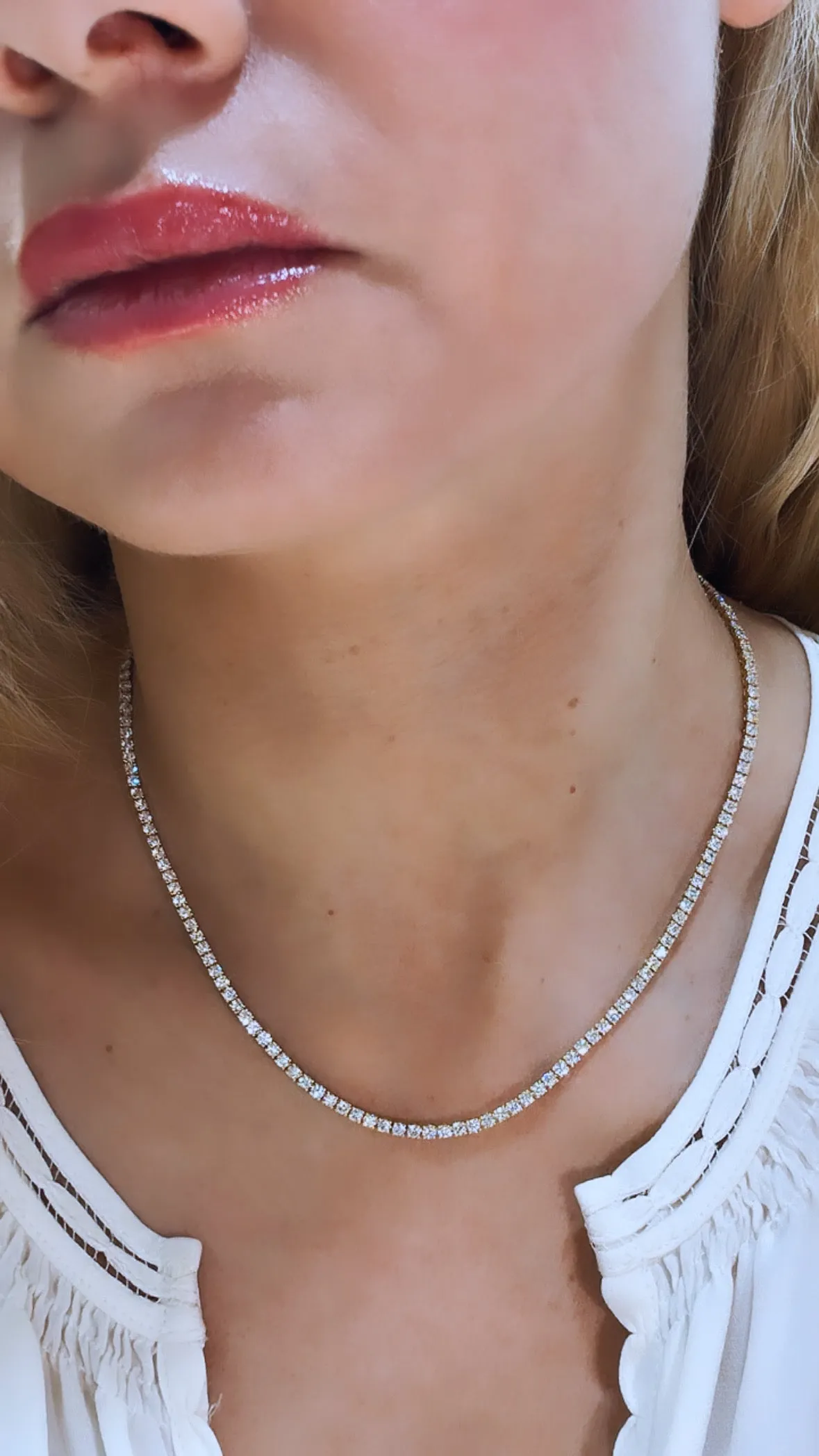 8.28ct tw Diamond Riviera Line Tennis Statement Necklace