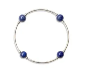 8mm Lapis Blessing Bracelet With Silver Links