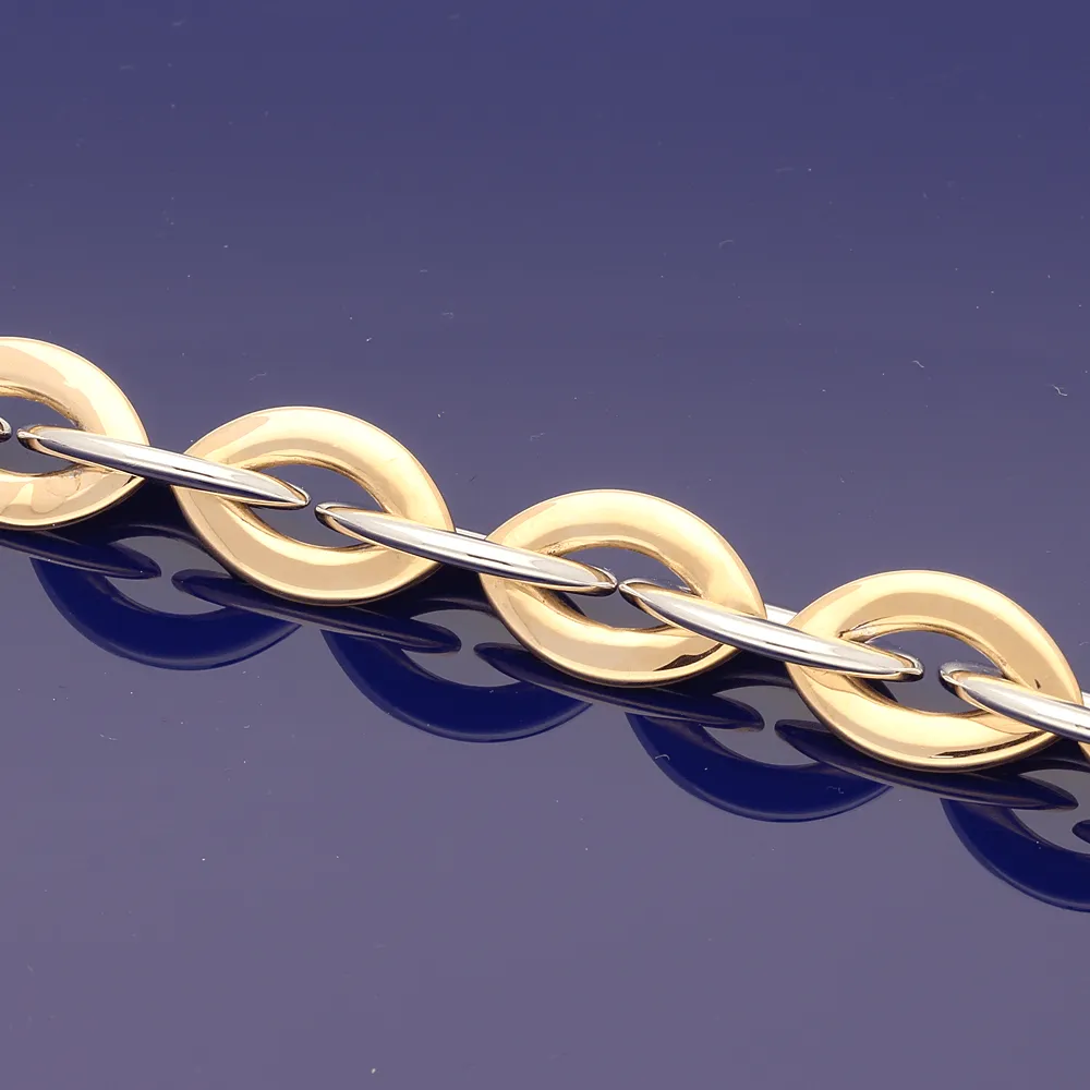 9ct Rose & White Fancy Link Bracelet