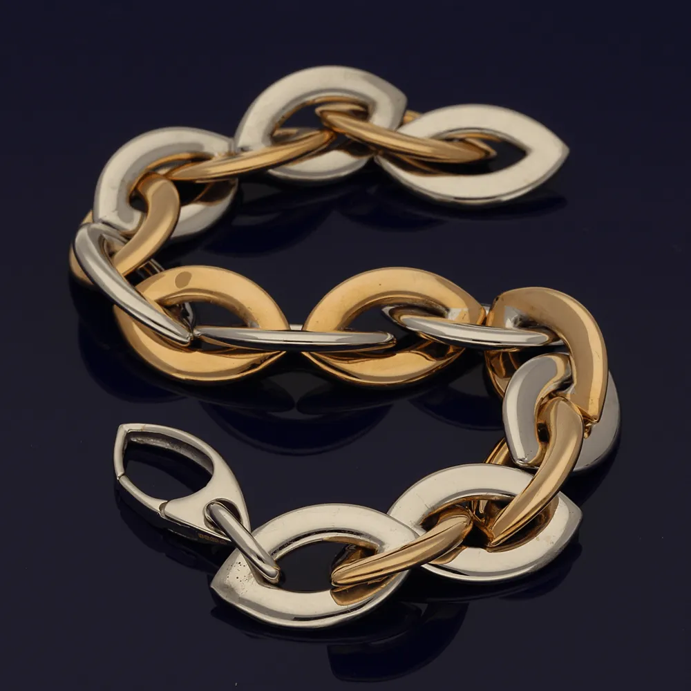 9ct Rose & White Fancy Link Bracelet