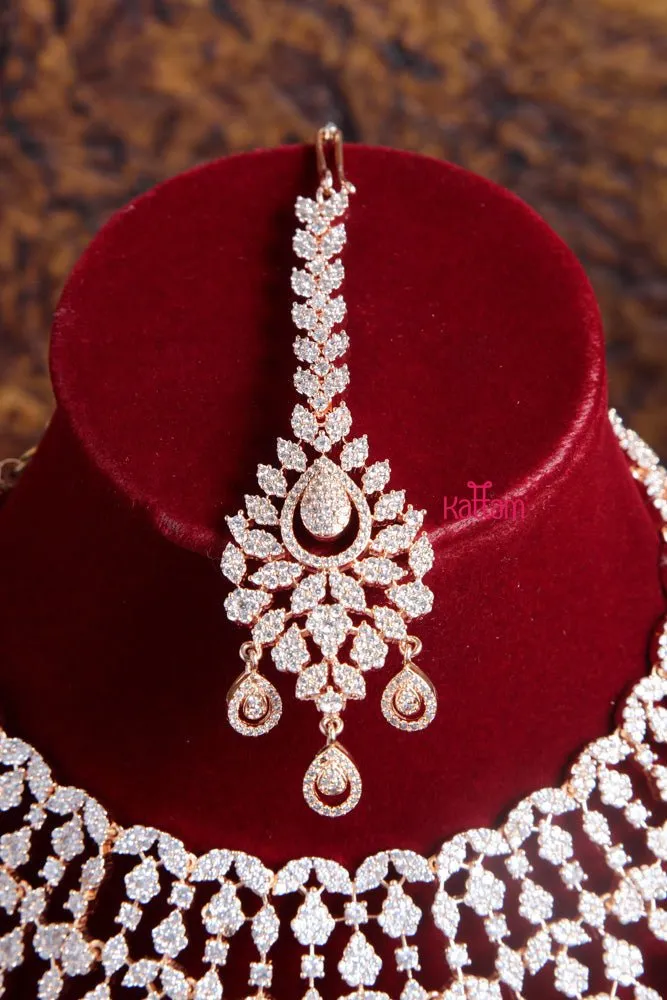 AD Rosegold Intricated Bridal Choker Set - 7