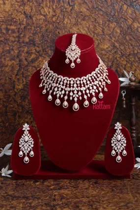 AD Rosegold Intricated Bridal Choker Set - 7