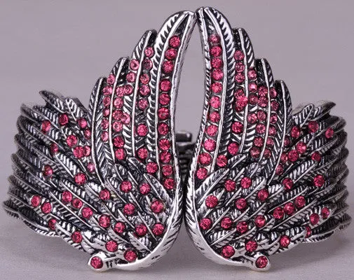 Angel Wings Feather Bracelet w/ Crystal