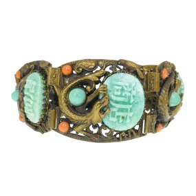 Antique Czechoslovakian Neiger Brothers Figural Oriental Panel Bracelet