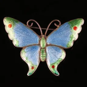 Antique Victorian Butterfly Enamel Brooch Circa 1900
