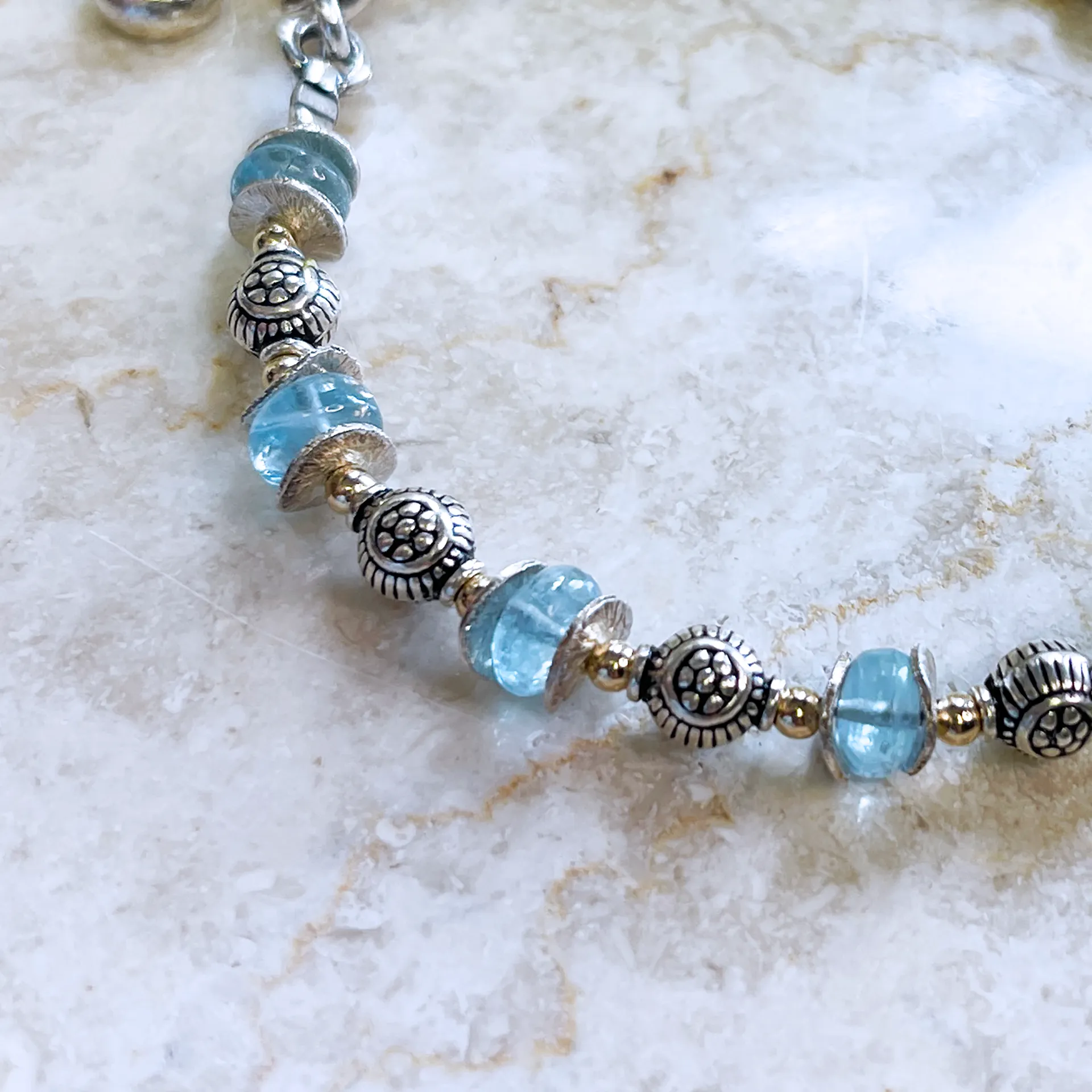 Aquamarine Bracelet w/ SS & 14KTGF