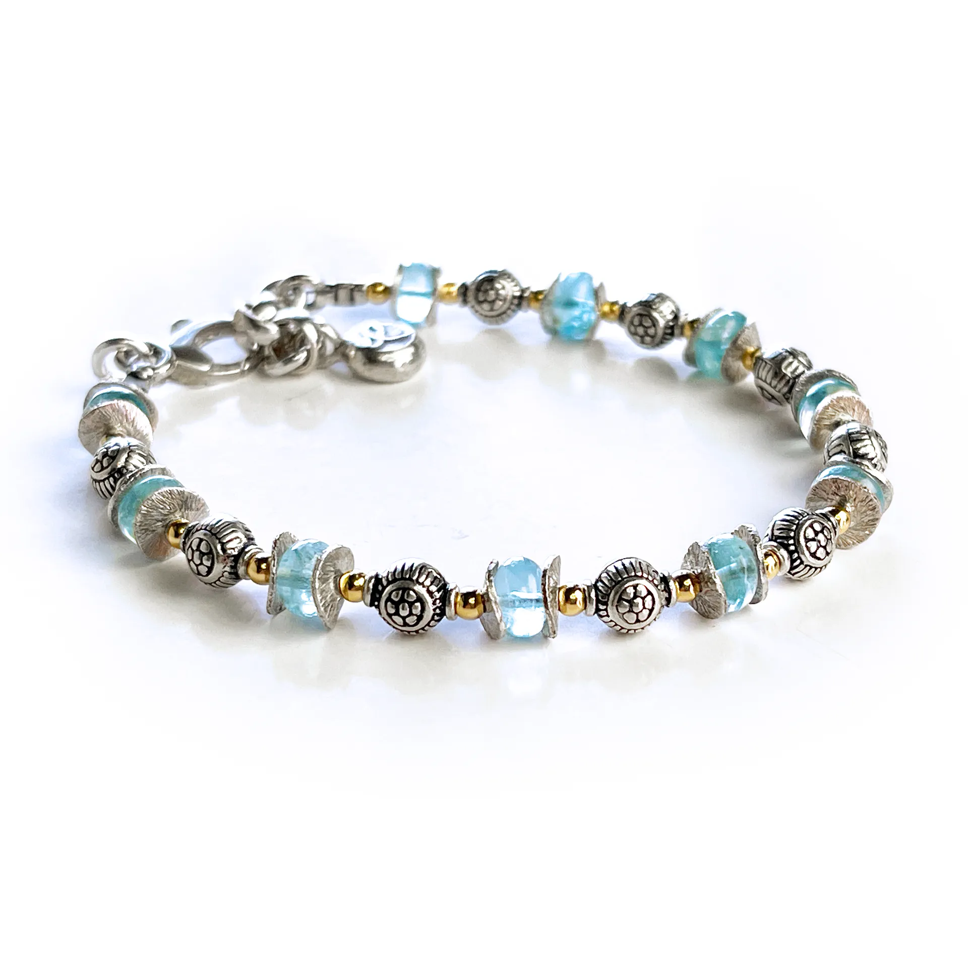 Aquamarine Bracelet w/ SS & 14KTGF