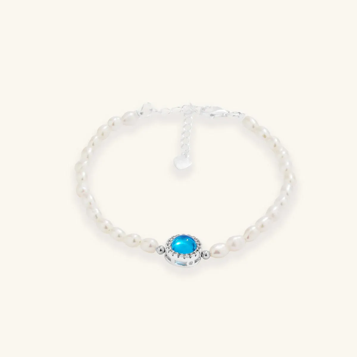 Aquamarine Mini Pearl Bracelet