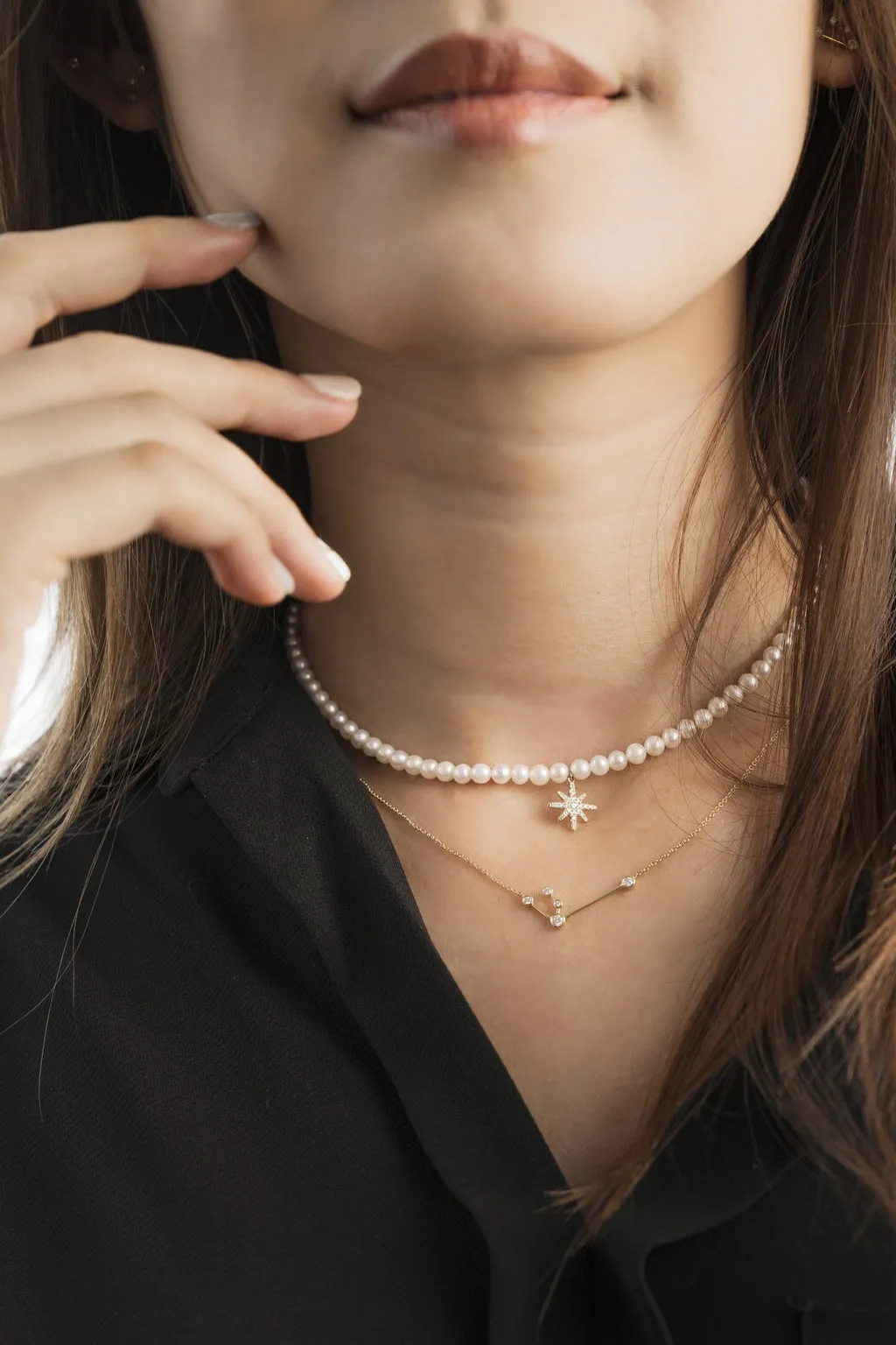 Aquarius Zodiac Constellation Necklace 18k Gold & Diamond