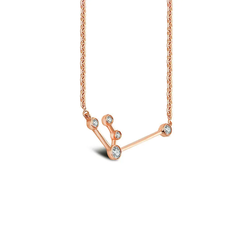 Aquarius Zodiac Constellation Necklace 18k Gold & Diamond