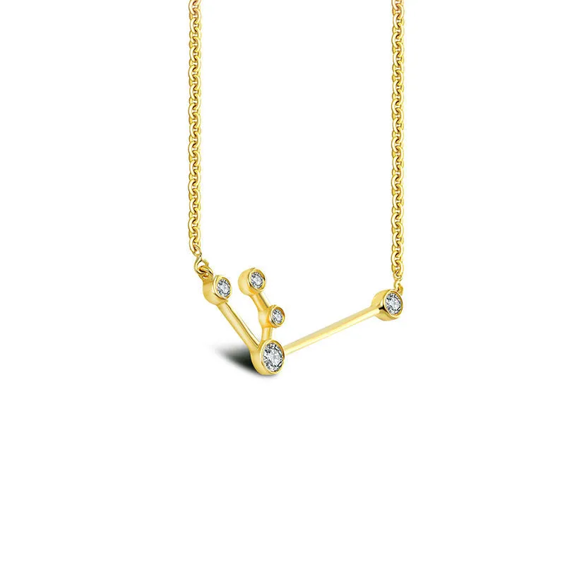 Aquarius Zodiac Constellation Necklace 18k Gold & Diamond