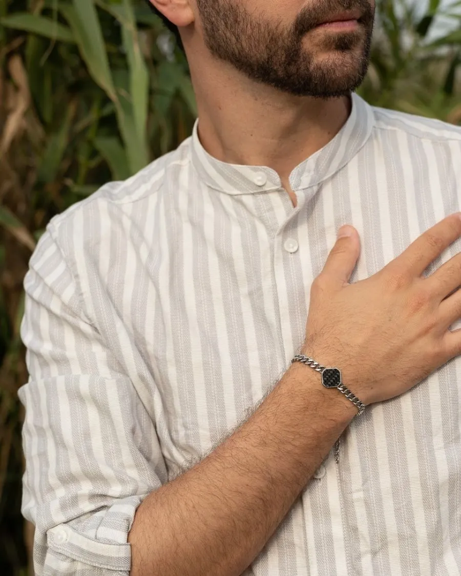 Armband - Carbon - Silber - Für Ihn