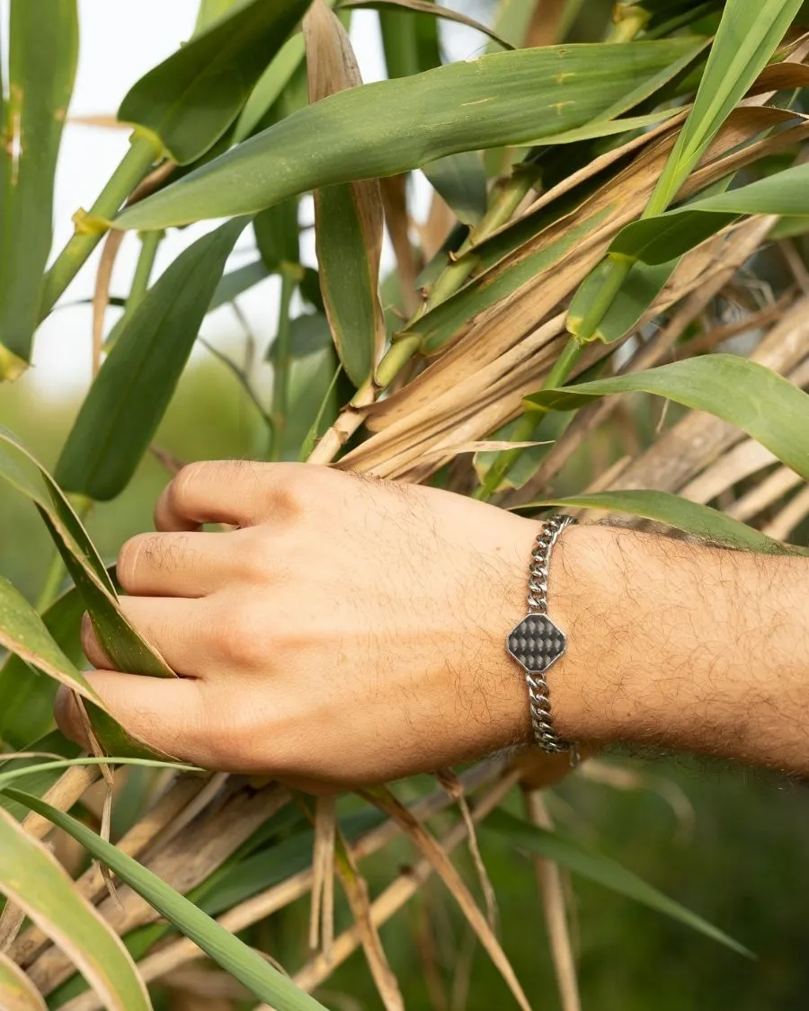 Armband - Carbon - Silber - Für Ihn