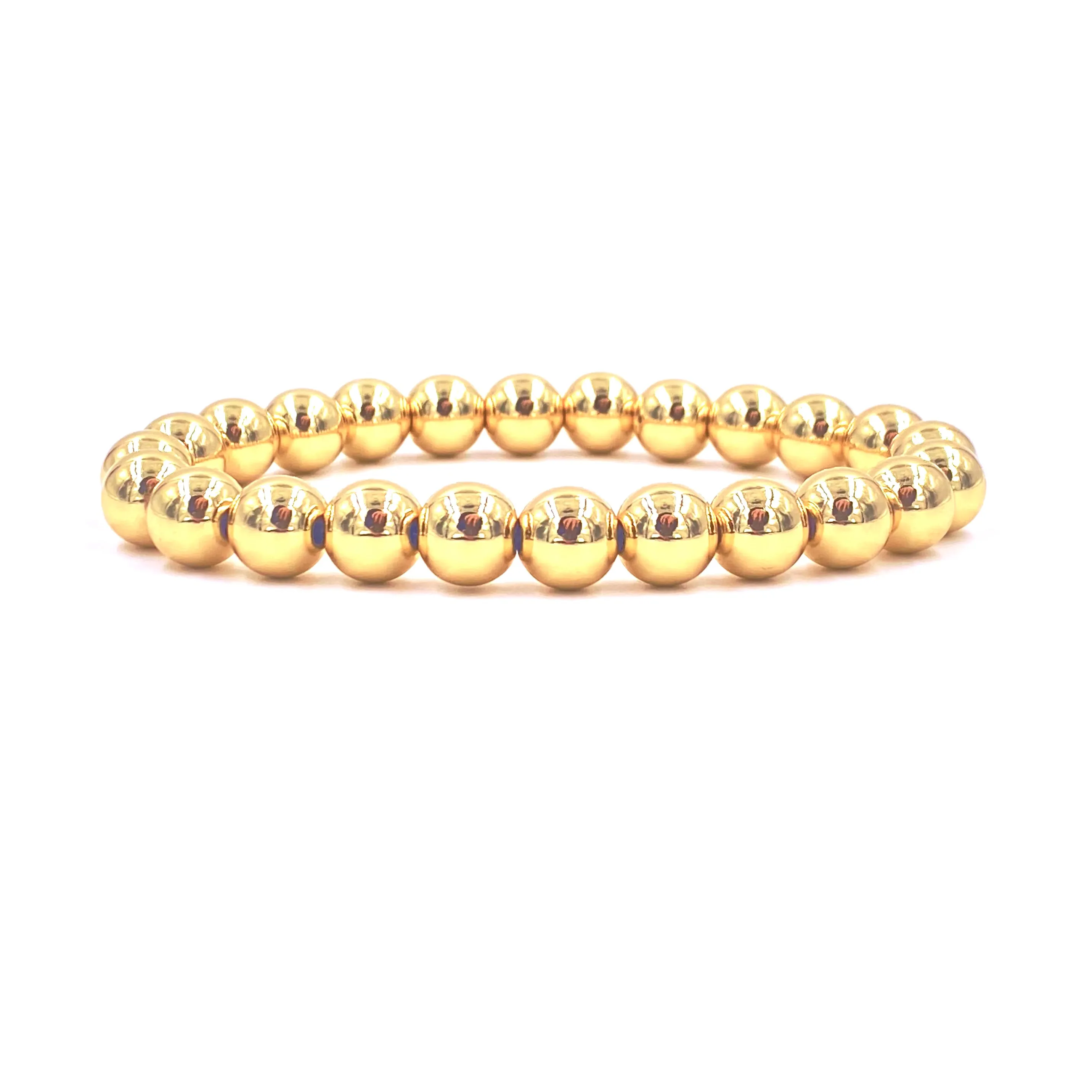 Ashley Gold Stainless Steel Gold Plated Ball Beaded Stretch Bracelet