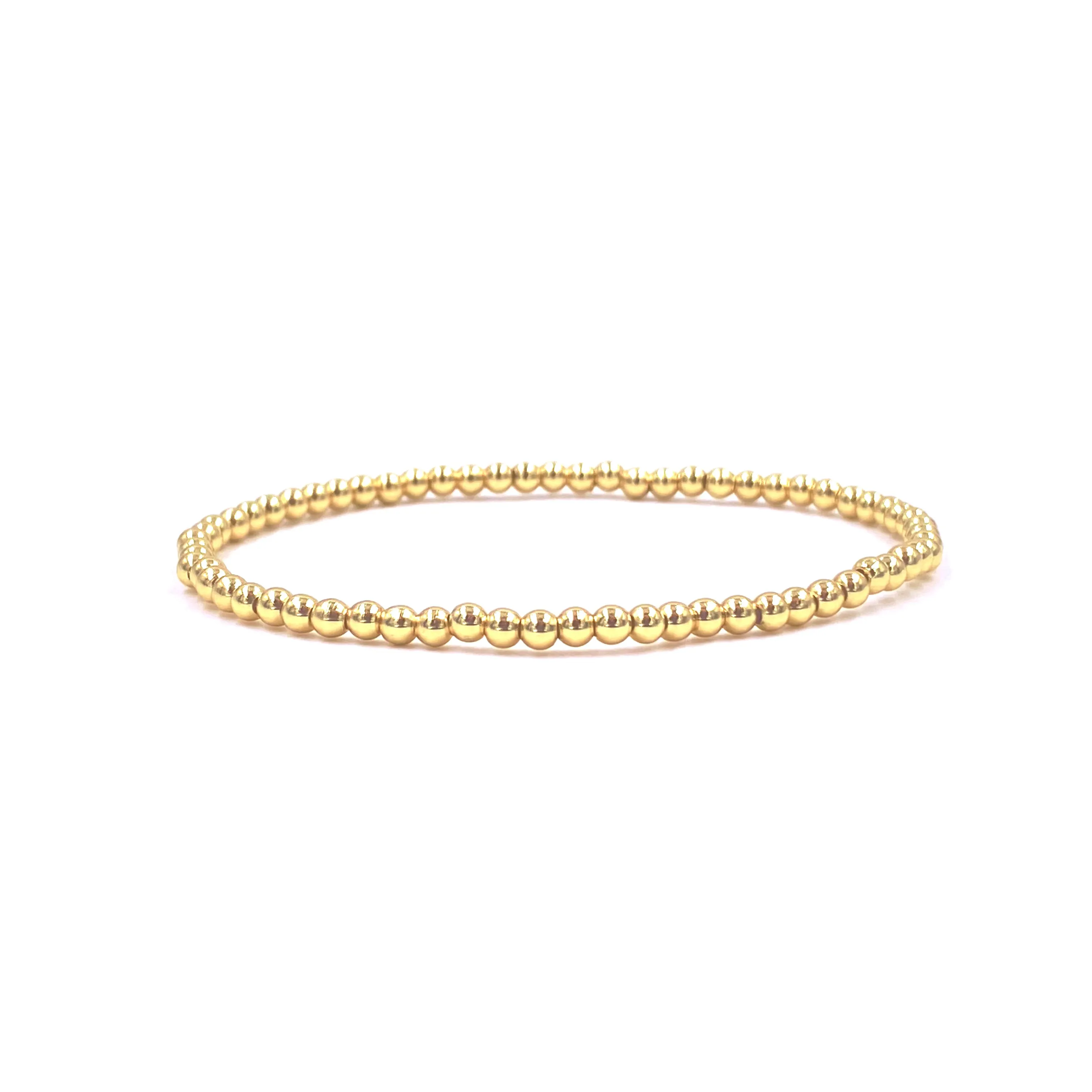 Ashley Gold Stainless Steel Gold Plated Ball Beaded Stretch Bracelet