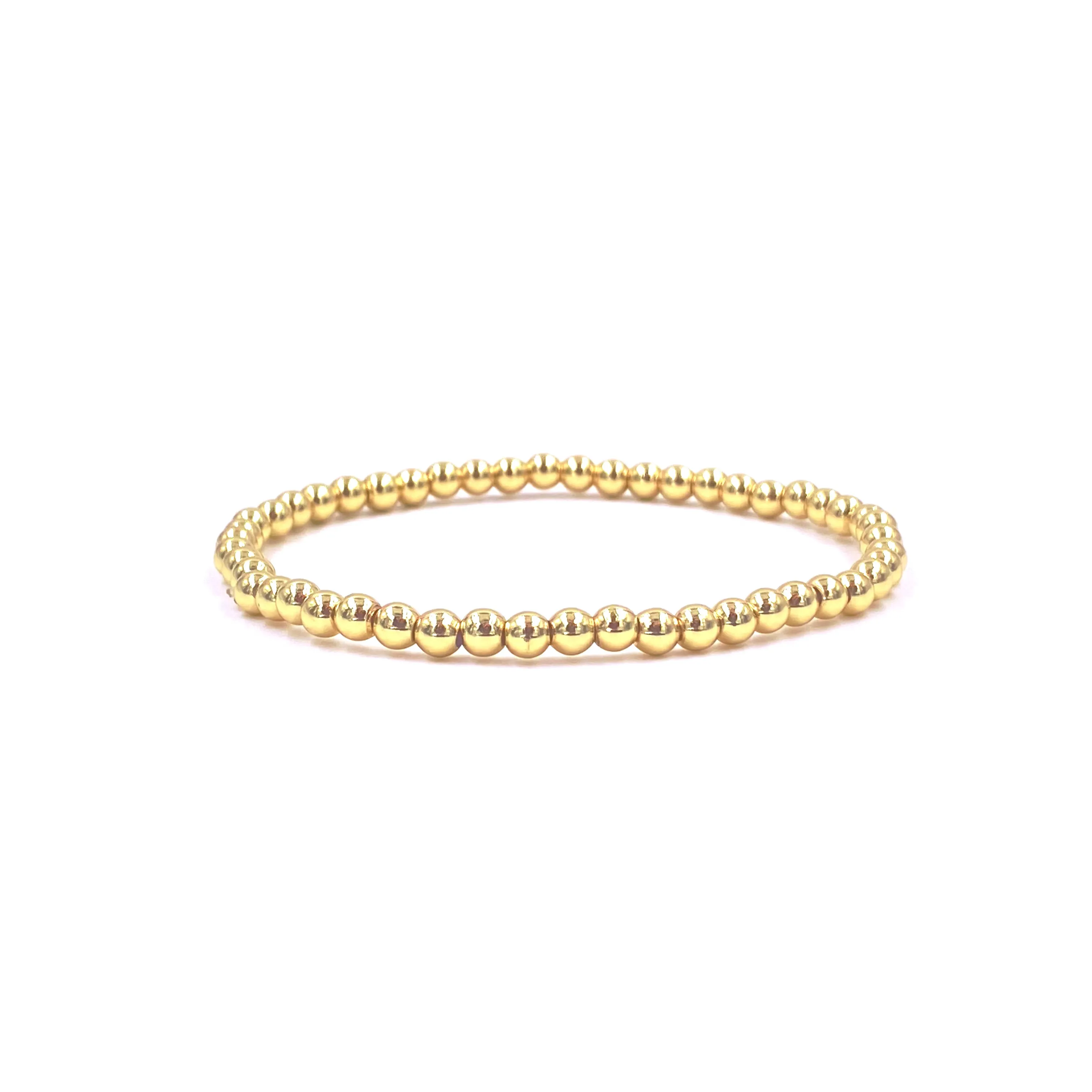 Ashley Gold Stainless Steel Gold Plated Ball Beaded Stretch Bracelet