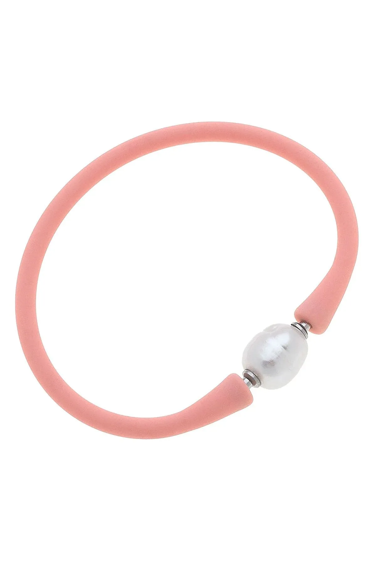 Bali Freshwater Pearl Silicone Bracelet - Light Pink
