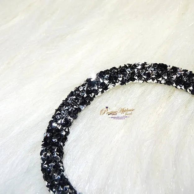 Beautiful Crystal Silver Black Mixed Tone Swarovski Element Bangle Bracelet Gift for Ladies Women