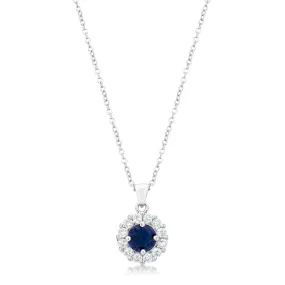 Belle Sapphire Blue Round  Halo Pendant | 3.2ct