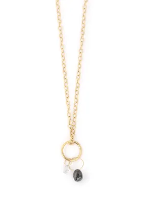 Black and White Diamond Charm Necklace