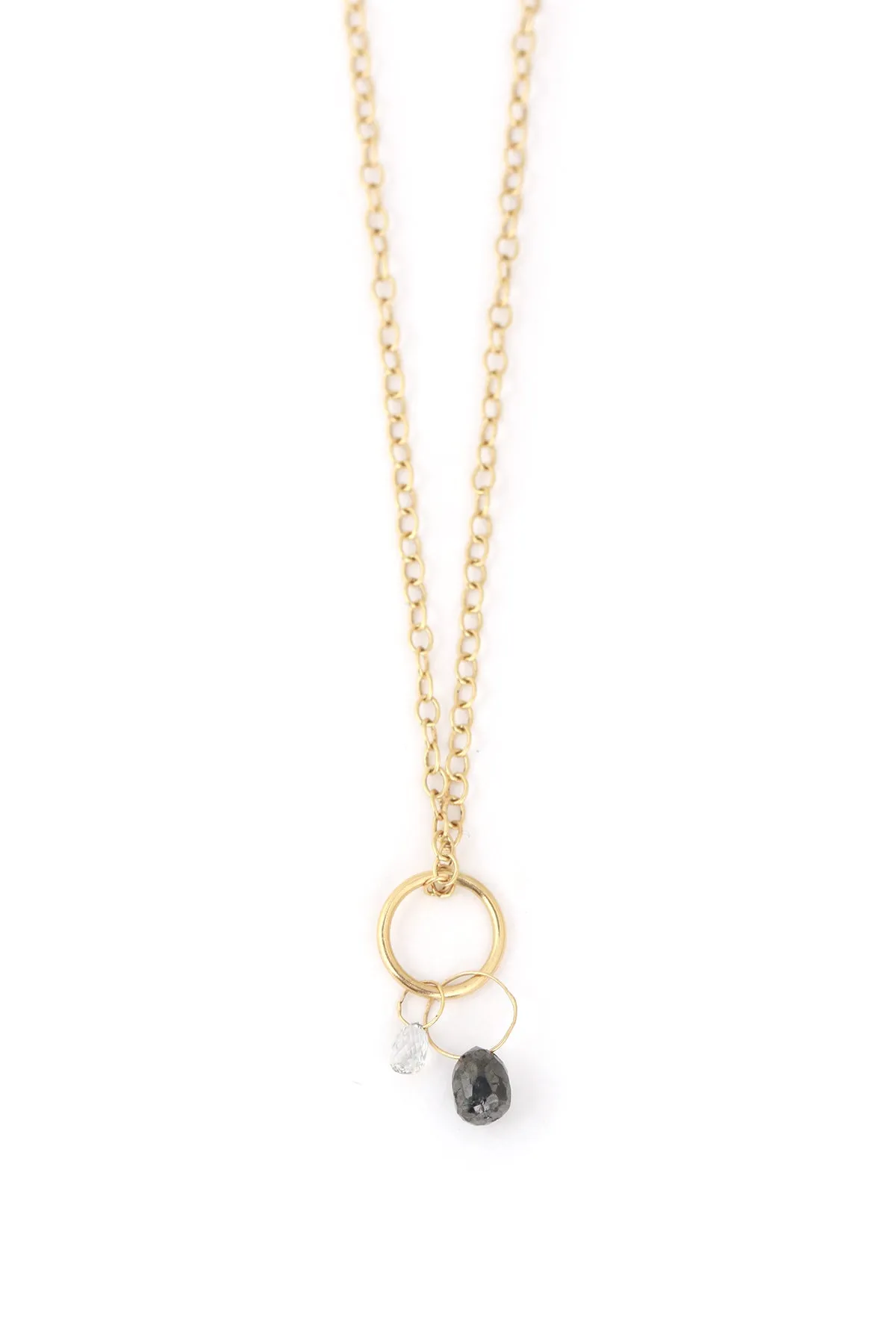 Black and White Diamond Charm Necklace