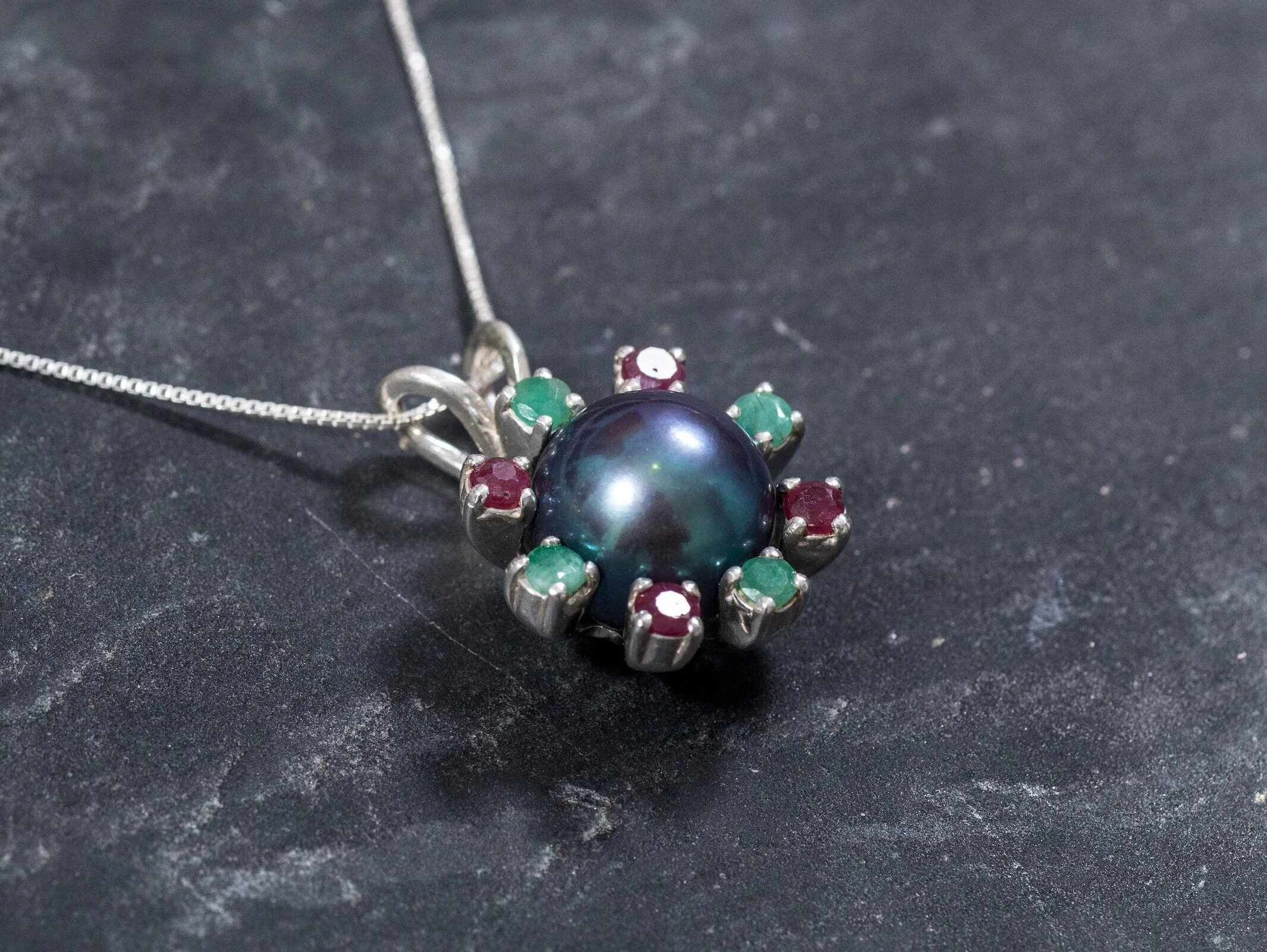 Black Pearl Necklace - Natural Pearl Pendant - Mothers Birthstone Necklace