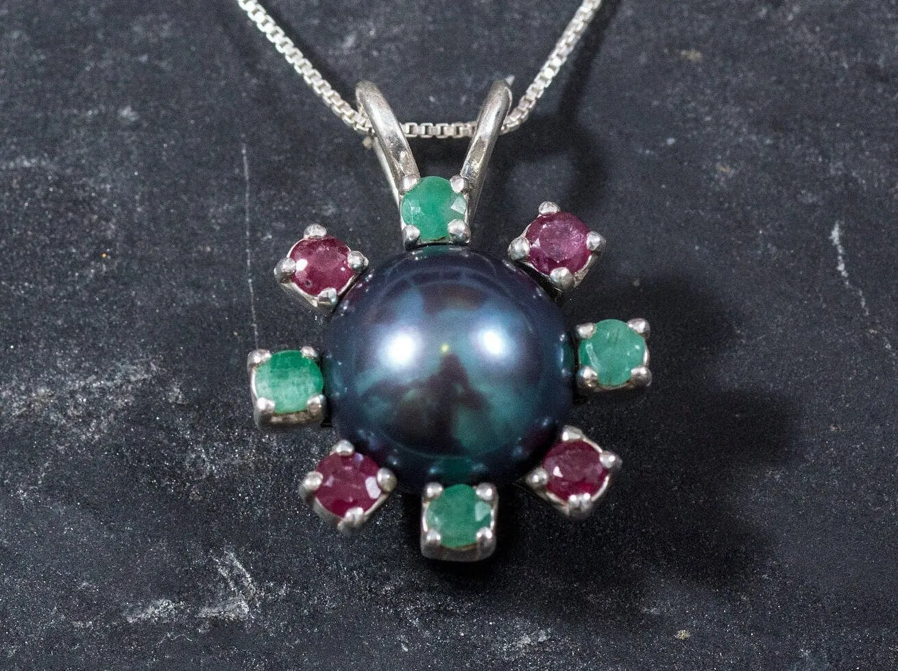 Black Pearl Necklace - Natural Pearl Pendant - Mothers Birthstone Necklace