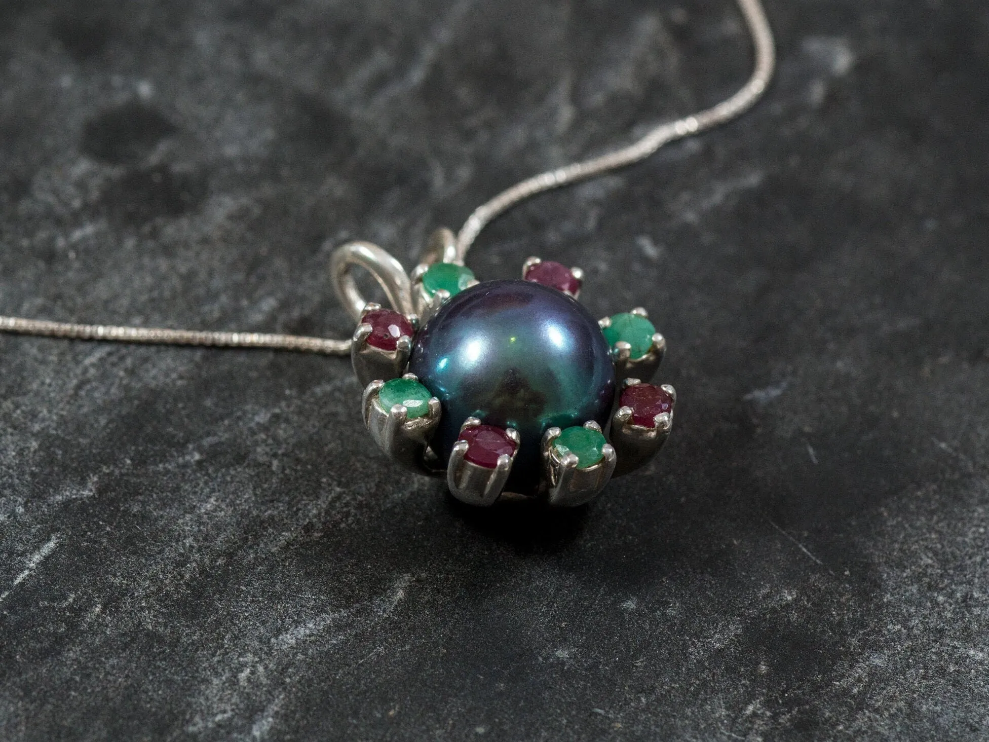 Black Pearl Necklace - Natural Pearl Pendant - Mothers Birthstone Necklace