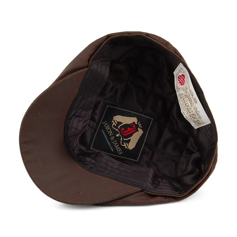 British Millerain Waxed Cotton Newsboy Cap - Brown