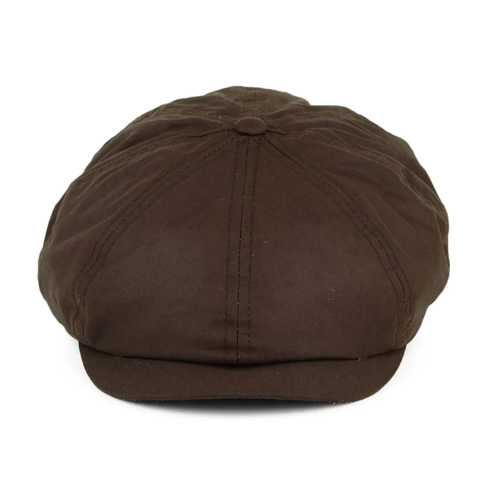 British Millerain Waxed Cotton Newsboy Cap - Brown