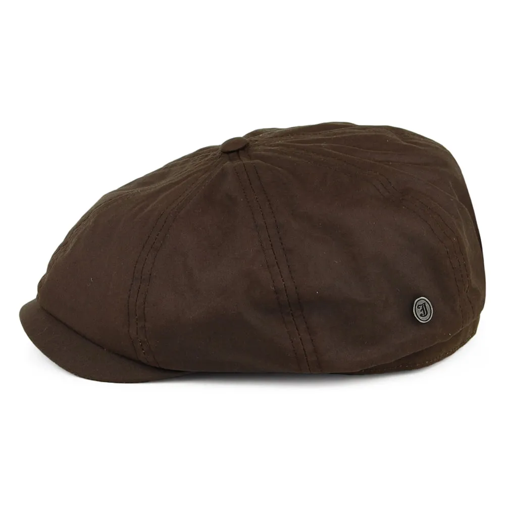 British Millerain Waxed Cotton Newsboy Cap - Brown
