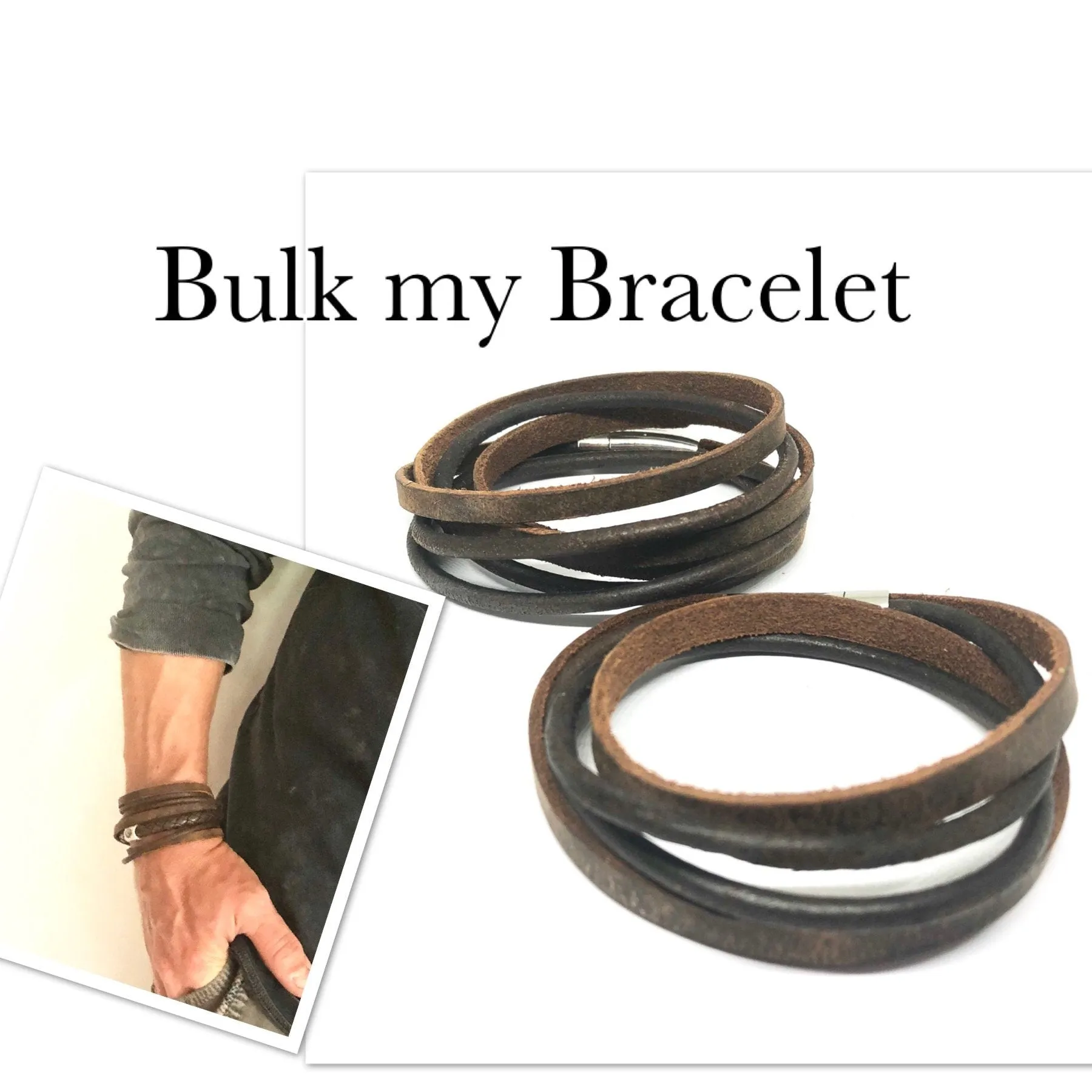 Brown Double Cord Leather Bracelet