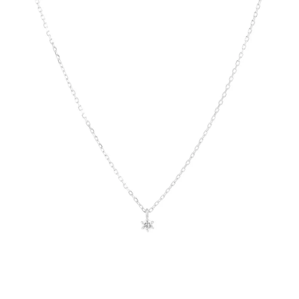 By Charlotte 14k White Gold Sweet Droplet Diamond Necklace