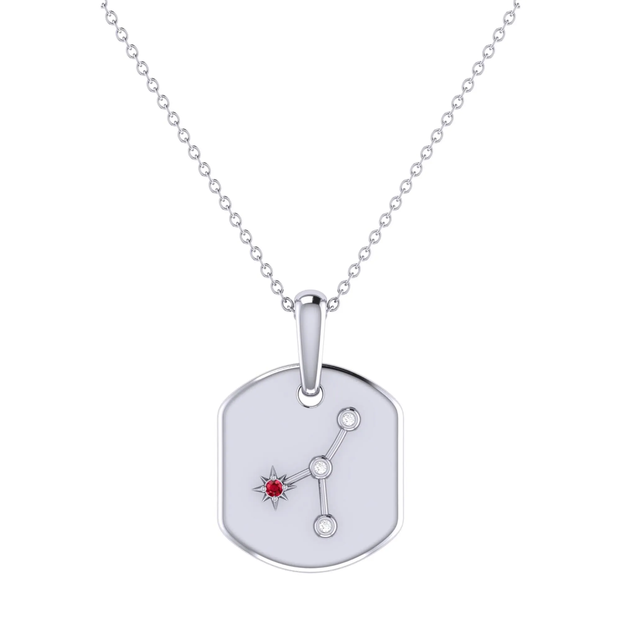 Cancer Zodiac Constellation Ruby & Diamond Necklace