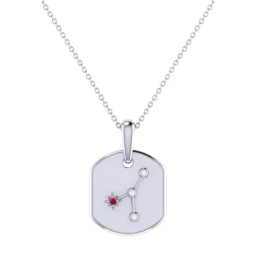 Cancer Zodiac Constellation Ruby & Diamond Necklace