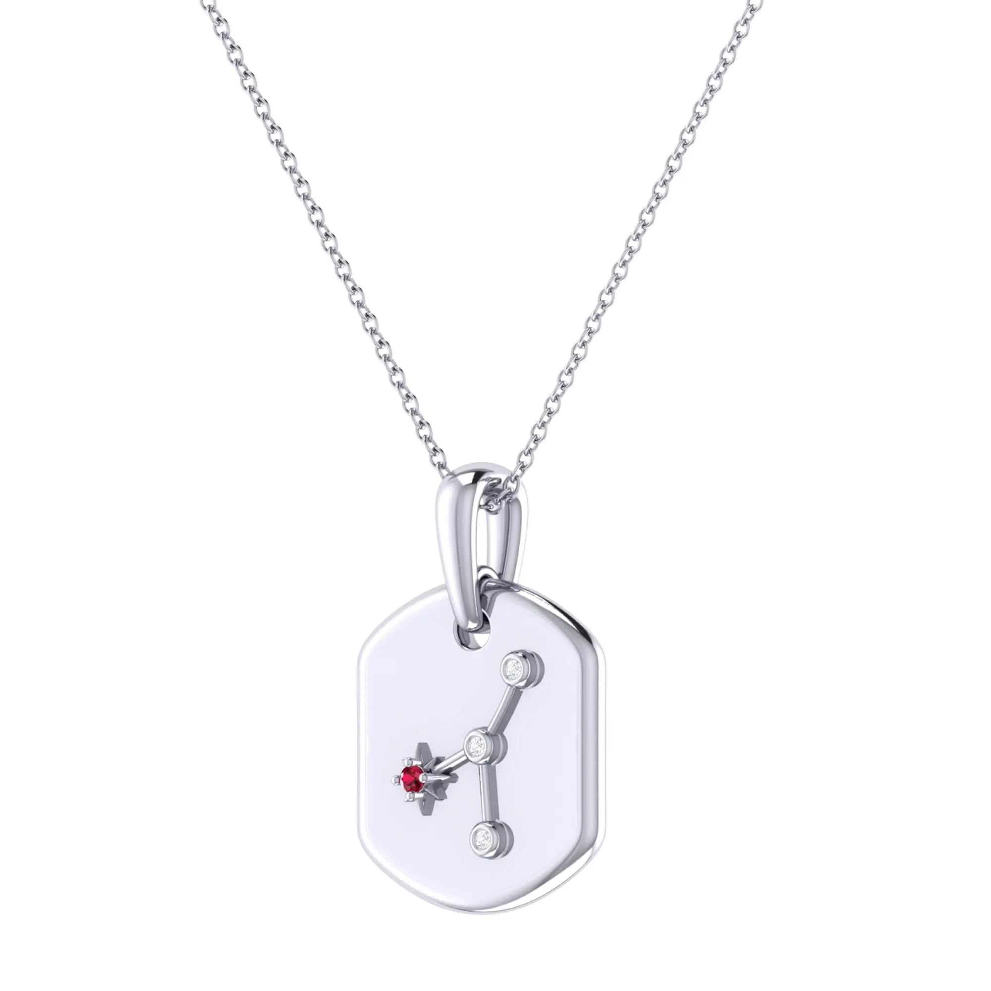 Cancer Zodiac Constellation Ruby & Diamond Necklace