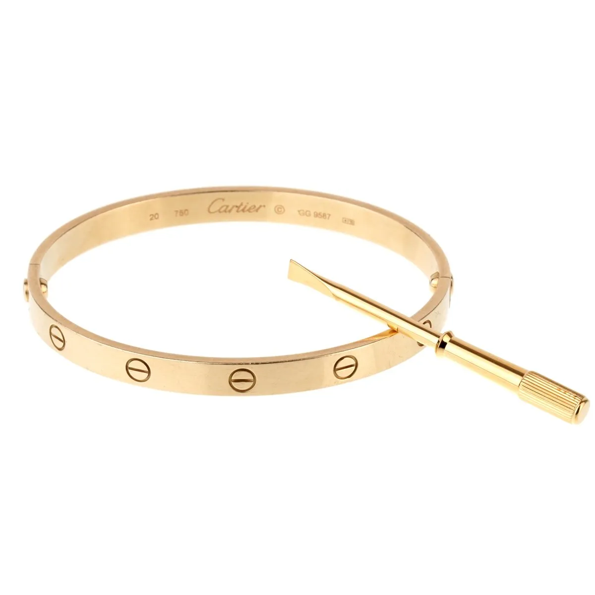 Cartier Love Yellow Gold Bangle Bracelet Sz 20