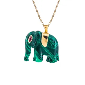 Cedille Malachite Elephant Necklace