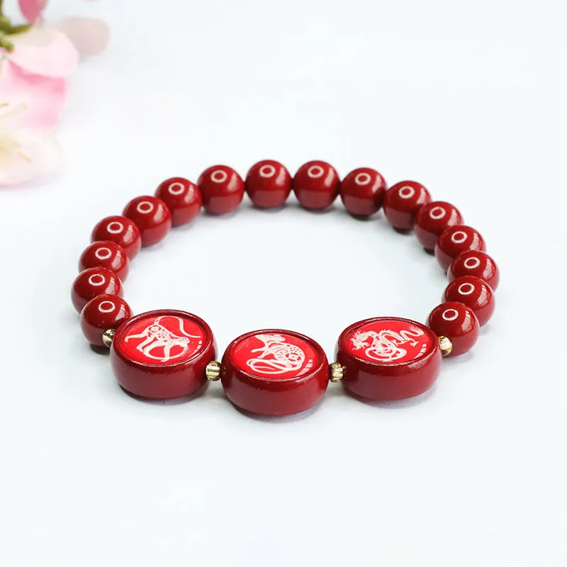 Cinnabar Zodiac Bracelet With Sterling Silver