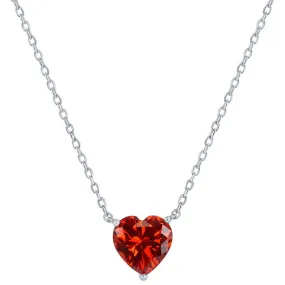 Classic Women's Necklace - Sterling Silver Ruby July Heart Perciosa Crystal | M-7128